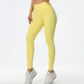 Leggings da yoga gialli a vita alta senza cuciture da donna, pantaloni elastici per fitness. - Curcuma