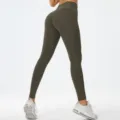 Pantaloni da yoga a vita alta senza cuciture effetto nudo push up sport leggings donna - Verde militare
