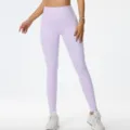 Leggings da yoga a vita alta senza cuciture, viola chiaro push-up per fitness femminile - Viola chiaro