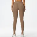 Pantaloni da yoga a vita alta senza cuciture push up leggings fitness sportivi - Caffè Chiaro