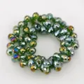 Cuentas de vidrio fresa verde facetadas con recubrimiento AB irisado para joyería DIY - 90 Piezas/Paquete / Verde Oliva AB