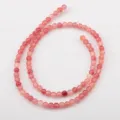 Pink strawberry dyed quartz round loose beads for DIY jewelry making and bracelets. - 4mm (1 Strand Approx. 90 Beads) / Pink