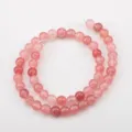 Pink strawberry quartz round loose beads for DIY jewelry making and bracelet accessories - 8mm (Approx 47 Beads/Pack) / Pink