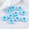 Cuentas de flores de acrílico azul cielo para hacer joyas DIY y pulseras hechas a mano - Paquete de 10 / Azul