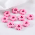 Cuentas espaciadoras de flores acrílicas rosas para creación de joyería artesanal DIY - Paquete de 10 / Rosa