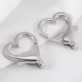 Fermoir mousqueton en alliage en forme de cœur argenté pour porte-clés et sacs DIY - Fermoir Homard Cœur (PP4386) / 21.8x26mm (10 Pcs/Paquet) / Argent