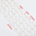 304 stainless steel chain with white shell moon charms and beads for DIY jewelry - 1 Meter Pack / Gold-White Moon