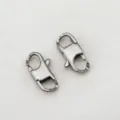 Durable 304 stainless steel lobster claw clasps in gunmetal grey for DIY jewelry - 4 Pieces (9x17mm) / Steel