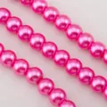 High-gloss hot pink glass imitation pearl beads for DIY jewelry making accessories - Rose Red / 1 Strand of Approx 110 Pcs (8mm)