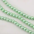 High-gloss mint green glass imitation pearl round loose beads for DIY necklace jewelry making - Mint Green / 1 Strand of Approx 150 Pcs (6mm)