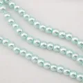 Mint green high-gloss glass imitation pearl round beads for handmade DIY jewelry necklace making - Light Blue / 1 Strand of Approx 150 Pcs (6mm)