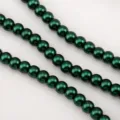 Glossy dark green glass faux pearl round spacer beads for DIY necklace jewelry making - Dark Green / 1 Strand of Approx 150 Pcs (6mm)