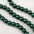 High-gloss dark green glass imitation pearl beads for DIY necklace and jewelry making - Dark Green / 1 Strand of Approx 110 Pcs (8mm)