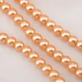 High-gloss orange imitation pearl round glass beads for handmade DIY jewelry crafting - Light Champagne Gold / 1 Strand of Approx 110 Pcs (8mm)