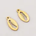 Golden 304 stainless steel cowrie shell shape pendants for DIY jewelry and necklaces - Shell Decoration / 8x16.5mm / Gold