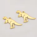 Set of two gold 304 stainless steel dinosaur charms for DIY necklaces and bracelets - Dinosaur Style / 22x33mm / Gold
