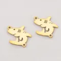 Mini 304 stainless steel gold shark charms for DIY necklace and bracelet jewelry making. - Shark Shape / 17x20mm / Gold