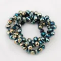 Shiny iridescent faceted glass beads with AB coating for DIY jewelry making and crafts - 90 Pieces/Pack / Peacock Green AB