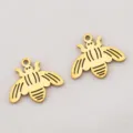 Golden 304 stainless steel bee-shaped charms and pendants for DIY jewelry making - Bee Design / 17x14.3mm / Gold
