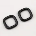 Pair of black alloy square spring gate rings for DIY keychains and jewelry accessories - 10 Pieces Pack / Black