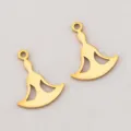 Minimalist gold-plated 304 stainless steel yoga pose pendants for DIY jewelry making - Ballet Girl Shape / 15x18.3mm / Gold