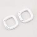 Pair of white square alloy spring carabiner clips for keychains and accessory attachments - 10 Pieces Pack / White