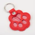 Red leather paw-shaped pet hair collection keychain for memorial and ID - 1 Piece / Red