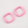 Durable pink alloy square spring buckles for DIY keychain jewelry and bag accessories - 10 Pieces Pack / Pink
