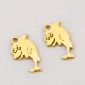 Cute gold plated 304 stainless steel dolphin charm for DIY jewelry and necklace making - Smiling Dolphin Shape / 9x16mm / Gold
