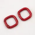 Pair of red candy-colored square alloy spring gate rings for DIY keychain pendants - 10 Pieces Pack / Red