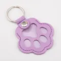 Purple leather paw shaped keychain for pet hair collection memorial or ID tag - 1 Piece / Purple