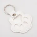 White leather paw-shaped pet memorial keychain with a clear window for hair collection - 1 Piece / White