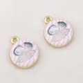 Pendentif rond en alliage vintage avec illustration de coquille d'huître pour DIY - Coquillage (DZ4903)