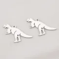 Pair of cute 304 stainless steel T-Rex dinosaur charms for DIY jewelry making. - Dinosaur Style / 22x33mm / Steel