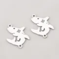 Cute shark shaped 304 stainless steel connector charms for DIY necklace bracelet jewelry making - Shark Shape / 17x20mm / Steel