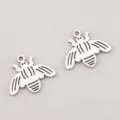 Cute stainless steel bee charms for DIY necklace and bracelet jewelry making projects - Bee Design / 17x14.3mm / Steel