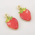 Pendentif breloque en émail illustration fraise style rétro pour création bijoux DIY - Fraise (DZ4903)