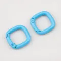 Anello a molla quadrato in lega azzurro per portachiavi fai-da-te e ciondoli per borse - Confezione da 10 / Blu