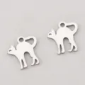 Pair of minimalist 304 stainless steel arched cat charms for DIY necklace and bracelet jewelry making - Cat Shape / 12x12.4mm / Steel