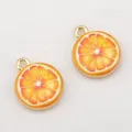 Deux breloques de tranches d'orange vintage avec anneaux dorés pour bijoux faits main - Orange (DZ4903)