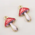 Pendentif champignon rétro en alliage émaillé rouge et blanc pour bijoux DIY créatifs - Champignon Tacheté (DZ4903)