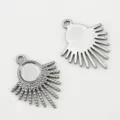 High-quality 304 stainless steel sunburst charm pendant for DIY necklace jewelry making - Steel Color Fan Style / 5 Pieces Pack (20.7X26.2mm)
