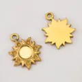 Golden 304 stainless steel sunflower charm pendant for DIY necklace jewelry making - Gold Multi-angle Style / 5 Pieces Pack (20x23.8mm)