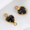 Gouden rvs hartvormige hangers met zwarte glasstenen voor DIY sieraden maken - Goud Zwart
