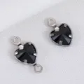 Zwart glazen hart hanger van 304 roestvrij staal voor het maken van DIY sieraden - Zilver Zwarte Onyx