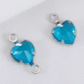 Lichtblauwe hartvormige hangers van facetglas en 304 roestvrij staal voor DIY-sieraden - Staal Transparant Blauw