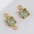 Vierkante groene glazen bedels in goudkleurig roestvrij staal voor DIY-sieraden maken - Goud Lichtgroen