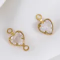 Elegante hartvormige glazen bedels in goudkleurig roestvrij staal voor DIY-sieraden - Goud en Transparant