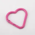Vibrant pink heart-shaped alloy spring carabiner clip for DIY keychain accessory - 10 Pieces/Pack (4cmx3.8cm) / Rose Pink