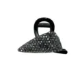 Detailed view of a black hair claw clip with shimmering grey crystal embellishments - Gray